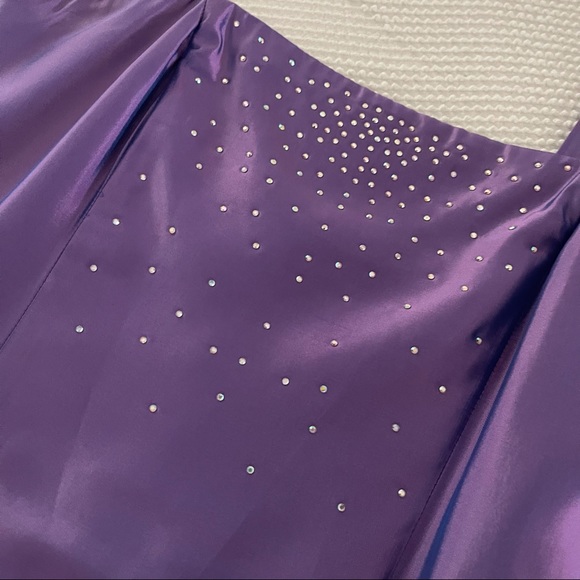 Gunne Sax Iridescent maxi dress slip party dress Lavender rhinestone Y2K - Picture 13 of 16